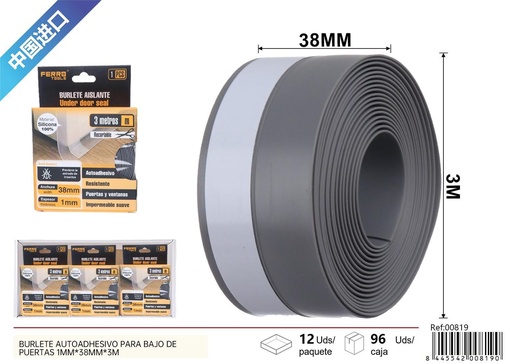 [00819] Burlete bajo de puerta gris 1mm*38mm*3m - Herramientas