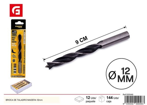 [00946] Broca de taladro para madera 12mm para ferretería