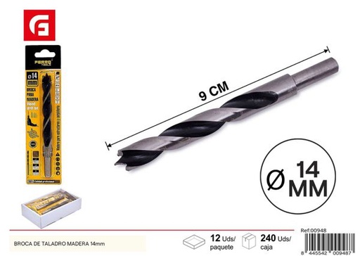 [00948] Broca de taladro para madera 14mm