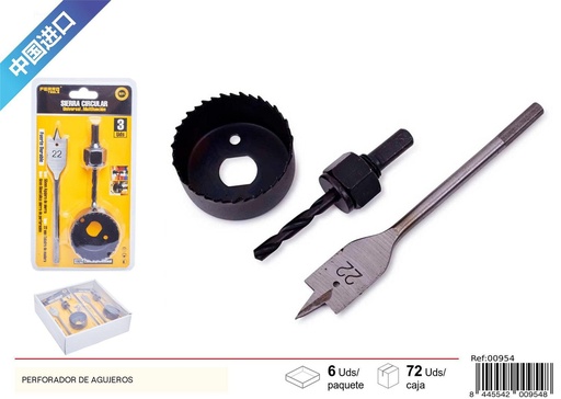 [00954] Perforador de agujeros 3pcs - Herramientas de carpintería