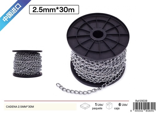 [01039] Cadena de metal 2.5mm*30m - Ferretería y accesorios