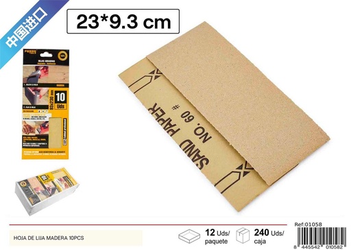 [01058] Hojas de lija de madera 10 piezas - Accesorios de ferretería