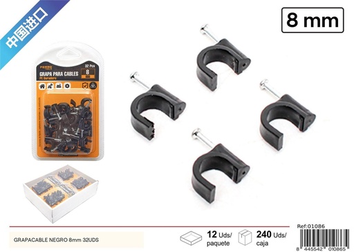 [01086] Grapa negra (8 mm - 32 pcs) - Artículos de ferretería