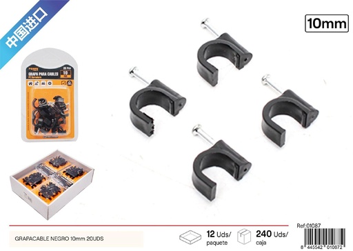 [01087] Grapa negra (10 mm - 20 pcs) - Artículos de ferretería