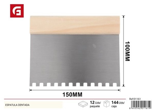 [01161] Espátula dentada con mango de madera 6"