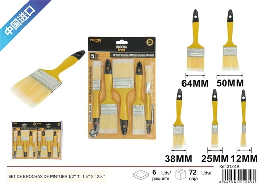 [01249] Set de brochas de pintura 5 piezas para pintores