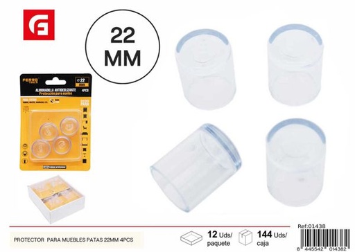 [01438] Protector transparente para patas de muebles 22mm 4pcs