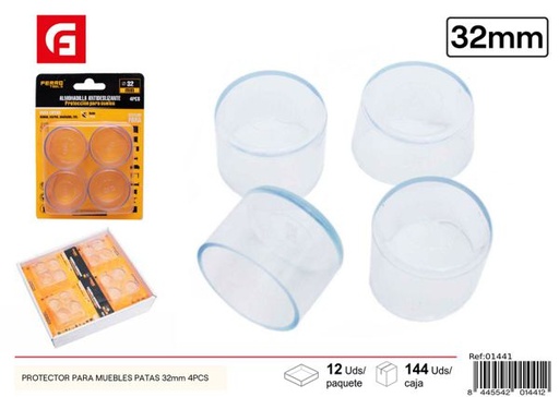 [01441] Protector para muebles patas 32mm 4pcs transparente