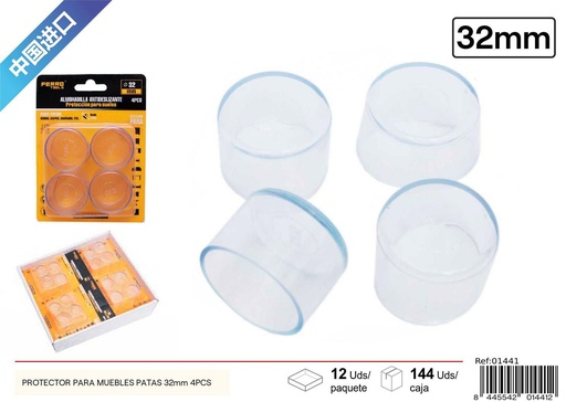 [01441] Protector para muebles patas 32mm 4pcs transparente