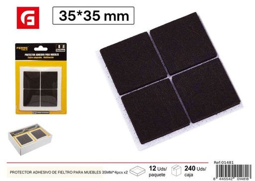 [01481] Protector adhesivo de fieltro para muebles 35mm 4pcs x2 para evitar rayaduras