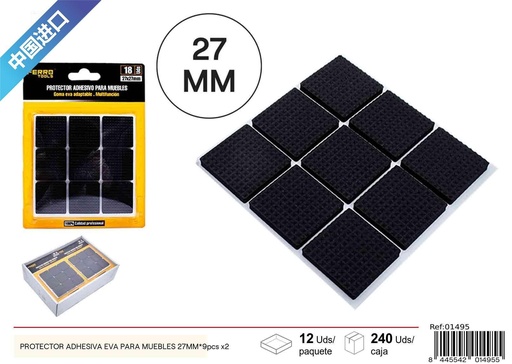 [01495] Protector adhesivo de EVA cuadrado para muebles 27MM - 9 pcs x2, material para muebles