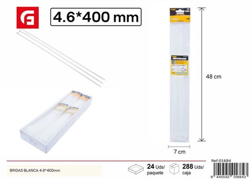 [01684] Bridas blancas 4.6x400mm 14 uds para sujeción