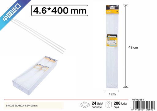 [01684] Bridas blancas 4.6x400mm 14 uds para sujeción