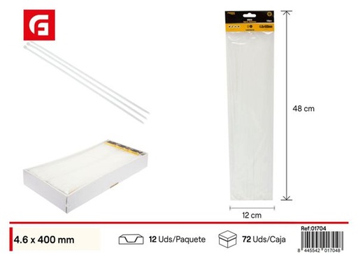 [01704] Brida blanca 4.6x400mm 100 uds para sujeción