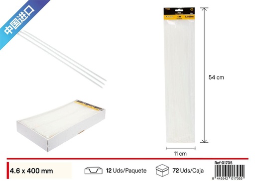 [01705] Bridas blancas de nylon 5.2*450mm 100pcs para organización de cables