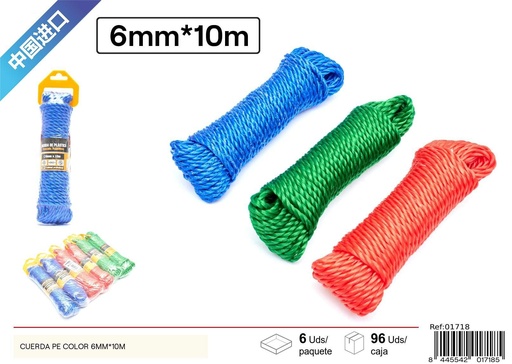 [01718] Cuerda PE de color 6 mm x 10 m - Ferretería y cuerdas