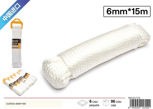 [01722] Cuerda de poliéster 6mm*15m - Herrajes y accesorios