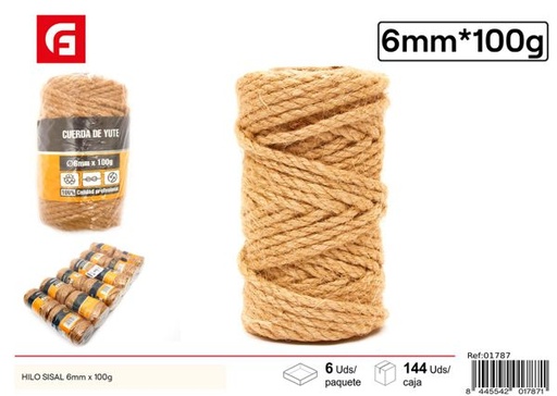 [01787] Hilo sisal 6mm 100g para manualidades