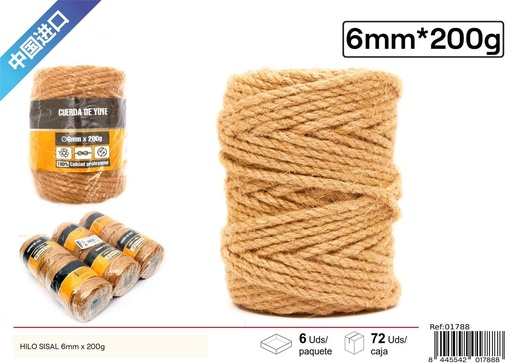 [01788] Hilo de sisal 6 mm x 200g - Accesorios de ferretería