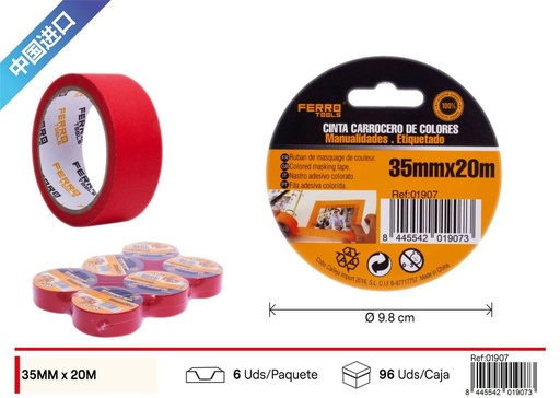 [01907] Cinta de enmascarar roja 35MM*20M - Adhesivos y cintas