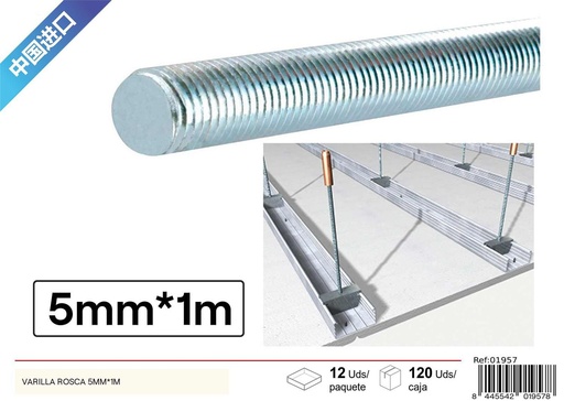 [01957] Varilla roscada 5mmx1m, sujeción y fijación