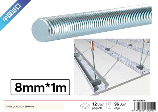 [01959] Varilla roscada 8mm*1m para fijación