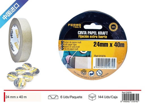 [01974]  Precinto papel kraft 2.4*40 m - Herramientas de ferretería