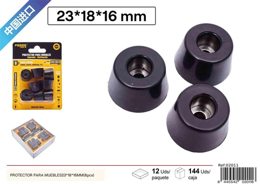 [02011] Protector para muebles de goma con arandela 23*18*16MM (8 pcs) - Ferretería