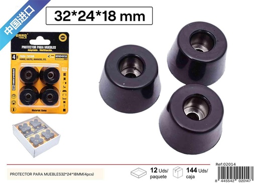 [02014] Protector para muebles de goma con arandela 32*24*18MM (4 pcs) - Ferretería