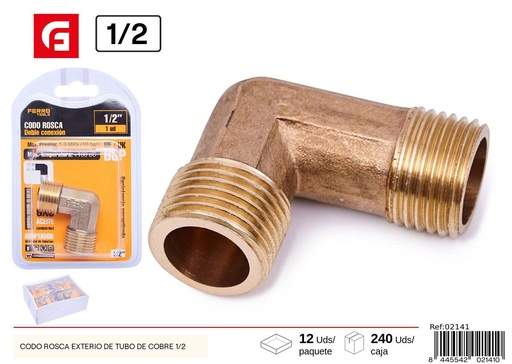 [02141] Codo Tubo de Cobre Alargada M1/2 - Ferretería y plomería