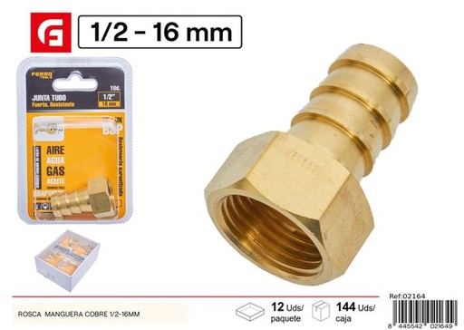 [02164] Conector de manguera de cobre 1/2-16mm para fontanería