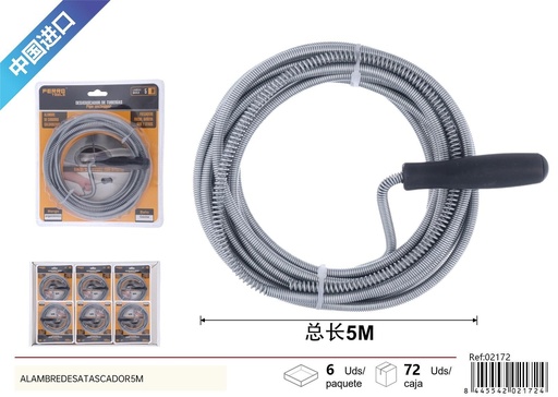 [02172] Desatascador de alambre 5m - Accesorios de ferretería