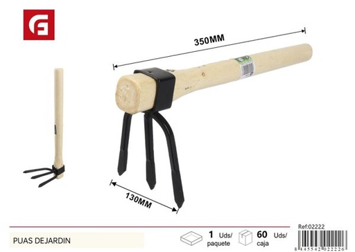 [02222] Rastrillo de jardín con mango de madera para jardinería