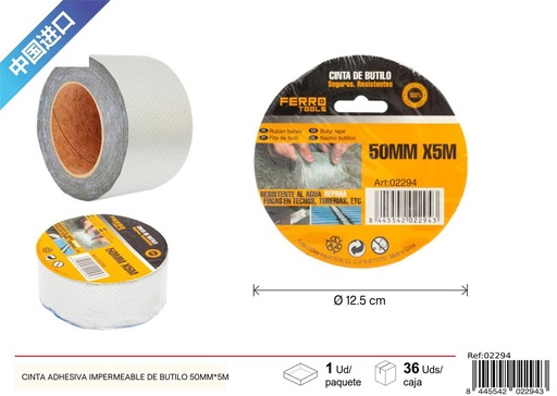 [02294] Cinta adhesiva impermeable de butilo 50mmx5m para reparaciones