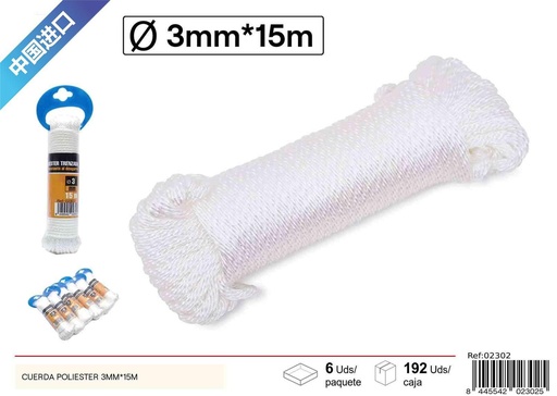 [02302] Cuerda poliéster 3mm x 15m para bricolaje