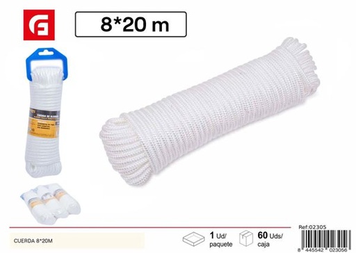 [02305] Cuerda de nylon 8*20m blanca