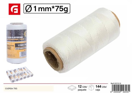 [02313] Cuerda de nylon blanca 75g para bricolaje