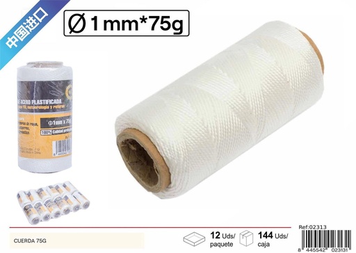 [02313] Cuerda de nylon blanca 75g para bricolaje