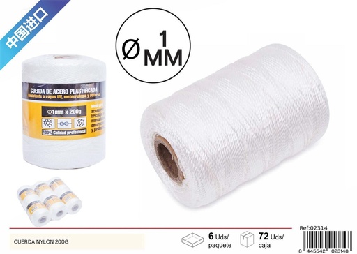 [02314] Cuerda de nylon blanca 200g