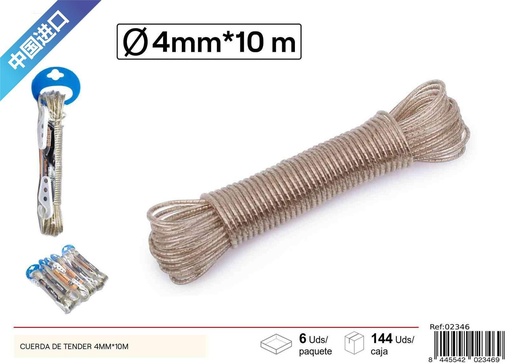 [02346] Cuerda de tender transparente 4mmx10m - Accesorios de ferretería