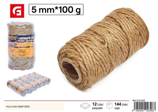 [02348] Hilo de lino 5mm x 100g para manualidades y bricolaje