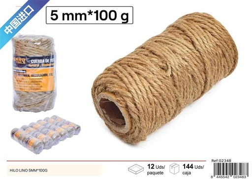 [02348] Hilo de lino 5mm x 100g para manualidades y bricolaje