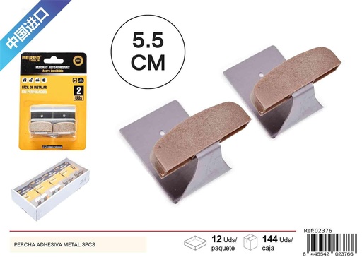 [02376] Percha adhesiva de metal 3 piezas - Accesorios de ferretería