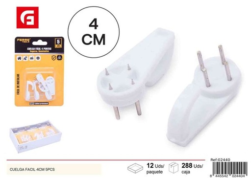 [02440] Colgador fácil 4cm 5pcs con clavos