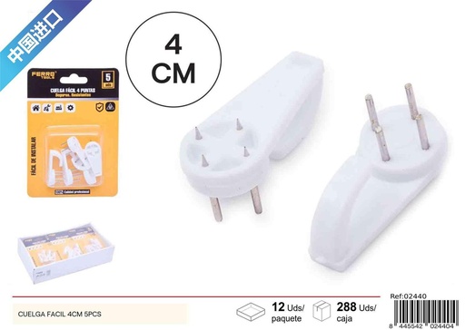 [02440] Colgador fácil 4cm 5pcs con clavos