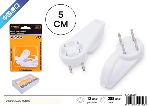 [02442] Clavos para colgar portafotos blancos 4 piezas - Artículos de ferretería