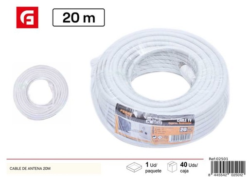 [02501] Cable de antena 20m con conectores para TV