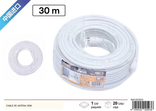 [02503] Cable de antena blanco con conectores 30m