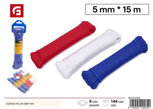 [02534] Cuerda de nylon 5mm x 15m para bricolaje