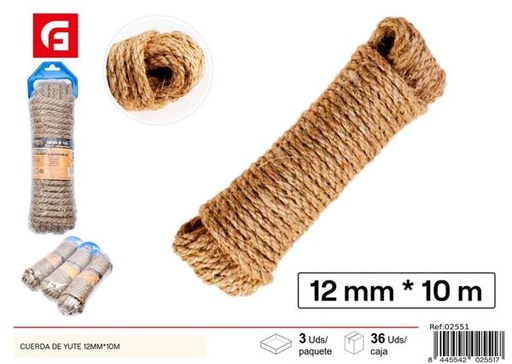 [02551] Cuerda de sisal 12mm x 10m para bricolaje y decoración